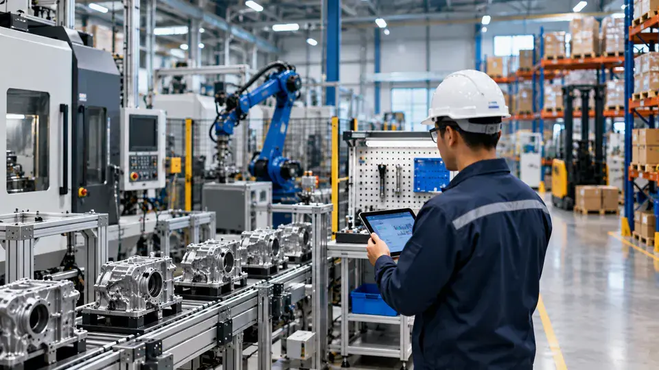 Modern manufacturing floor with organised operational workflow