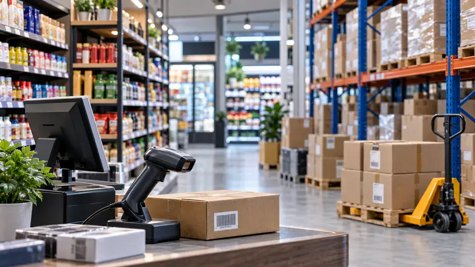 Organised retail shelves and distribution stock management workflow